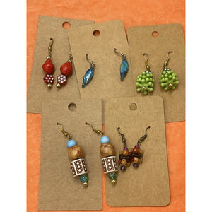 Earrings Lot/5 Multi Color Petite Boho Tribal Gold & Silver Tone Hooks 1-1.5”